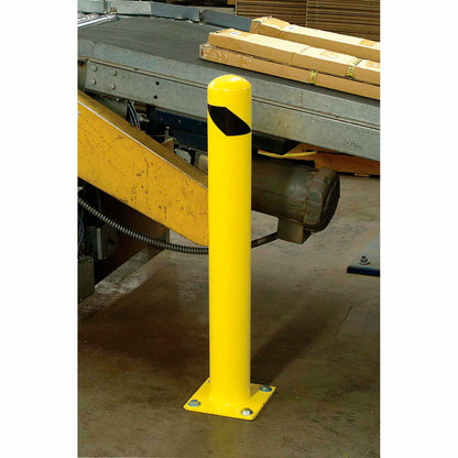 Global Industrial Steel Safety Bollard W/Black Hazard Tape, 4.5" D x 42"H (WB337328R)