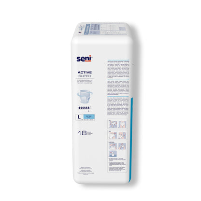 Seni® Active Super Unisex Adult Absorbent Underwear Pull On with Tear Away Seams Large Disposable Moderate Absorbency (1163848_CS)