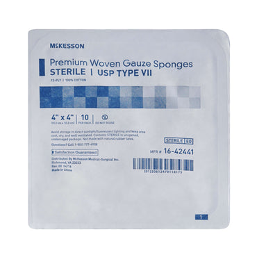 McKesson Gauze Sponge 4 X 4 Inch 12-Ply Sterile 10 per Tray (446028_CS)