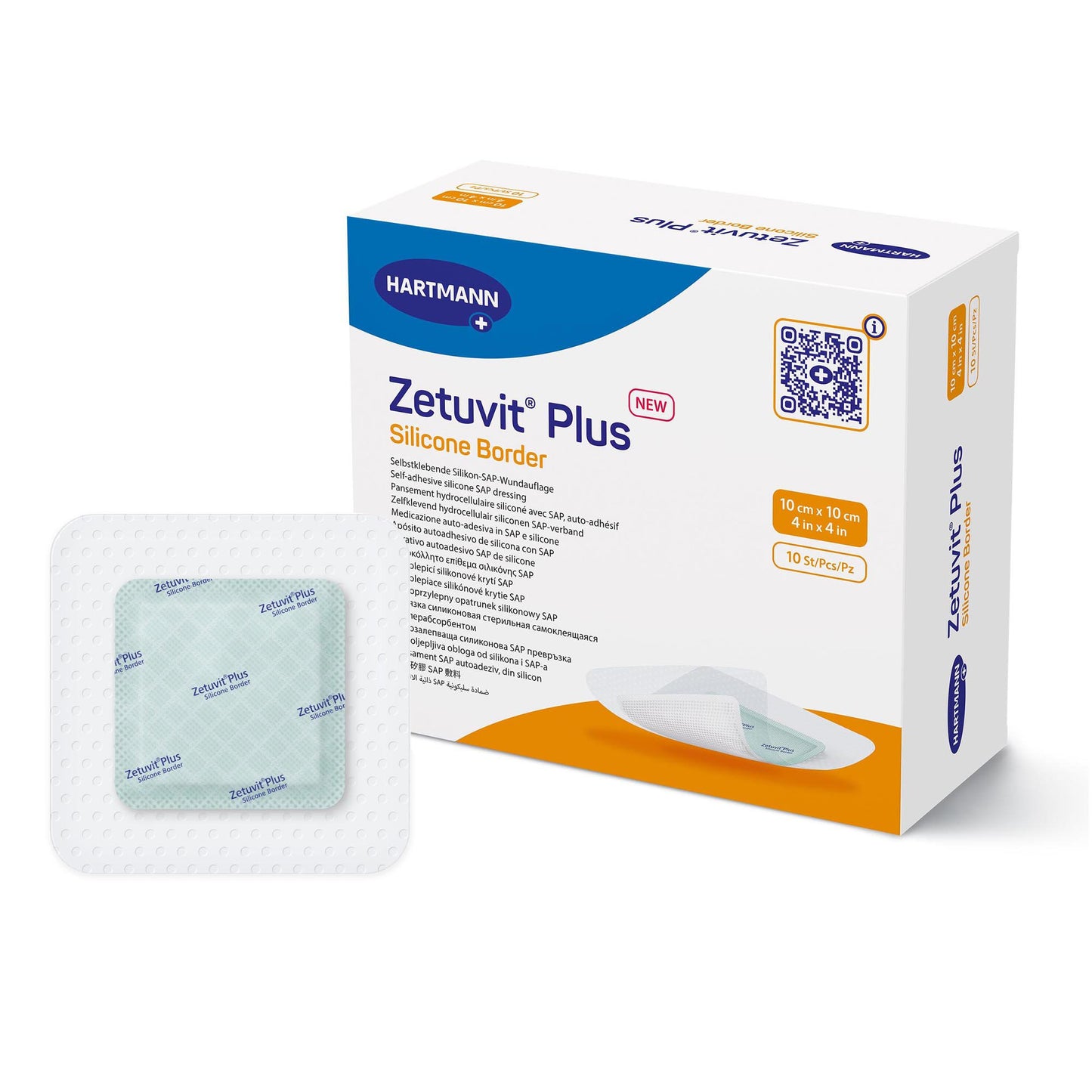 Zetuvit® Plus Silicone Border Super Absorbent Dressing Silicone Adhesive 4 X 4 Inch Square (1242904_BX)