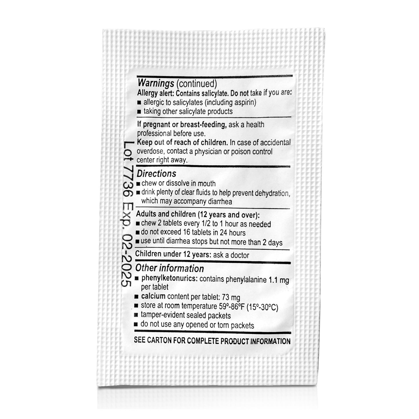 McKesson Brand Anti-Diarrheal 262 mg Strength Tablet 100 per Box (1111737_CS)
