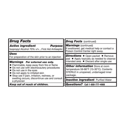 McKesson Alcohol Prep Pad 70% Strength Isopropyl Alcohol Individual Packet Large Sterile (225940_CS)