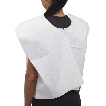 McKesson Exam Cape White One Size Fits Most Front / Back Opening Without Closure Unisex Disposable (146463_CS)