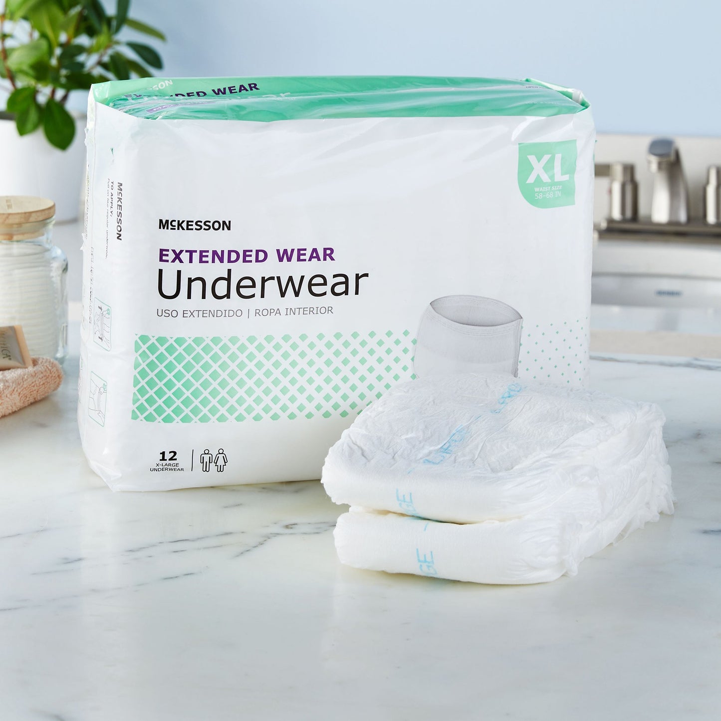 McKesson Unisex Adult Absorbent Underwear Pull On with Tear Away Seams X-Large Disposable Heavy Absorbency (1123840_BG)
