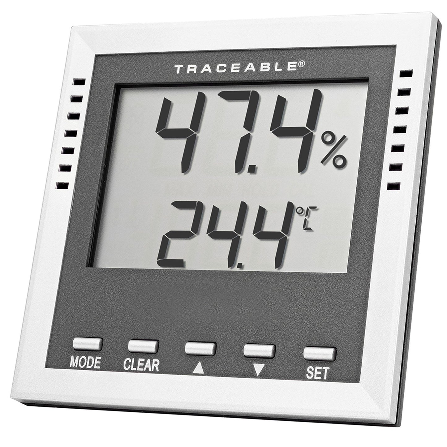 Traceable® Dew Point / Wet Bulb / Humidity / Thermometer with Alarm Fahrenheit / Celsius -40° to 158°F (-40° to 70°C) Internal Sensor Flip-out Stand / Wall Mount Battery Operated (959577_EA)