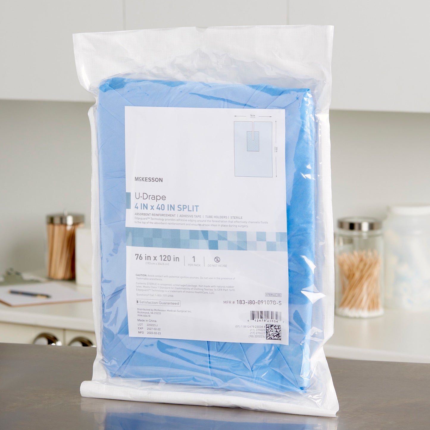 McKesson Orthopedic Drape U-Drape with Split 76 W X 120 L Inch Sterile (1101295_CS)