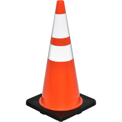 Global Industrial 28" Traffic Cone, Reflective, Black Base, 7 lbs. (WB708147)