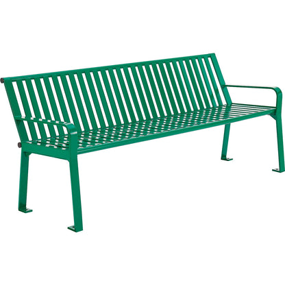 Global Industrial 4' Outdoor Bench with Back, Vertical Steel Slat, Green (WB694853KD)
