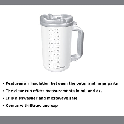 Whirley-DrinkWorks!™ Insulated Drinking Mug 20 oz. Clear Cup / Granite Lid Plastic Reusable (570986_EA)