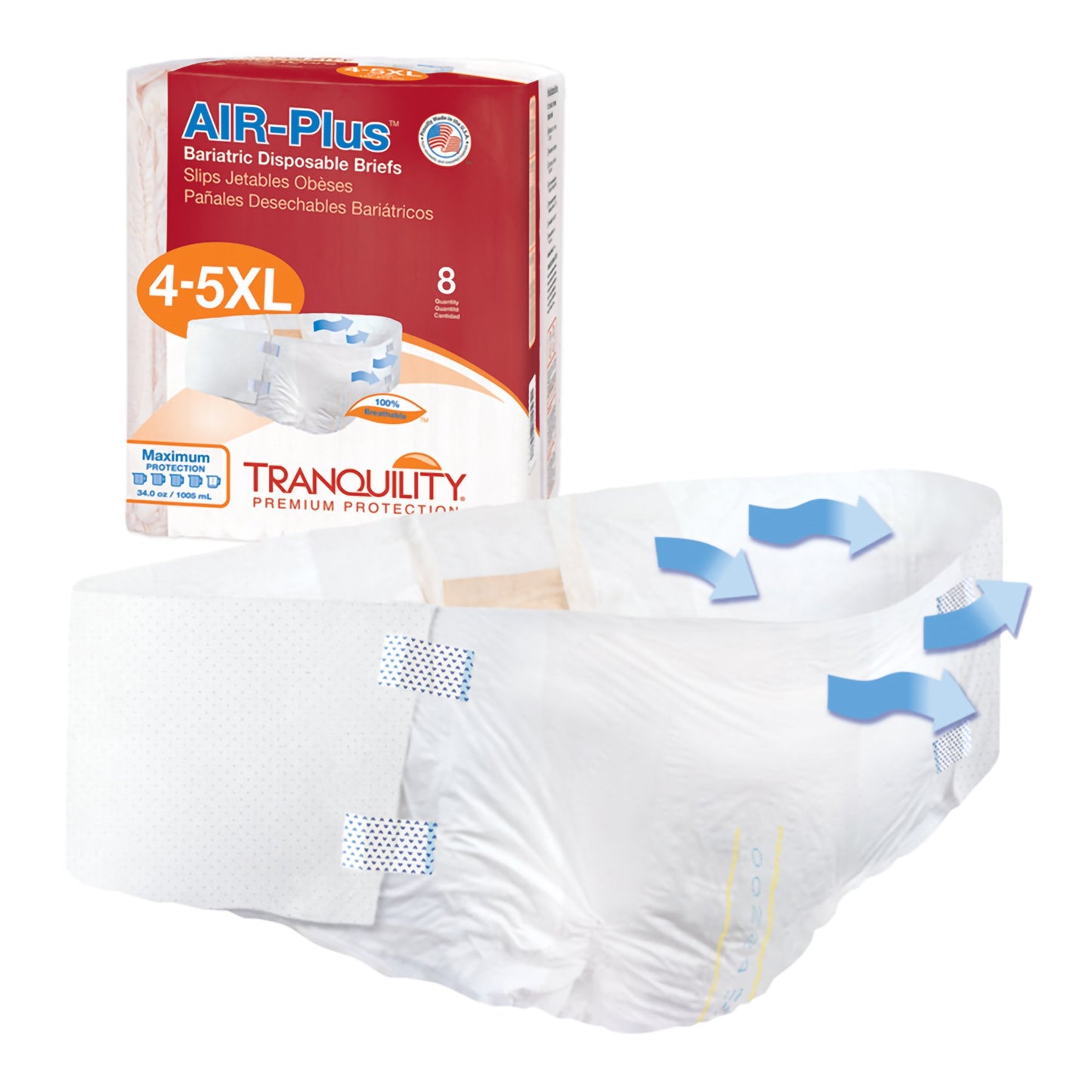 Tranquility® AIR-Plus™ Bariatric Unisex Adult Incontinence Brief 4 to 5X-Large Disposable Heavy Absorbency (763435_BG)