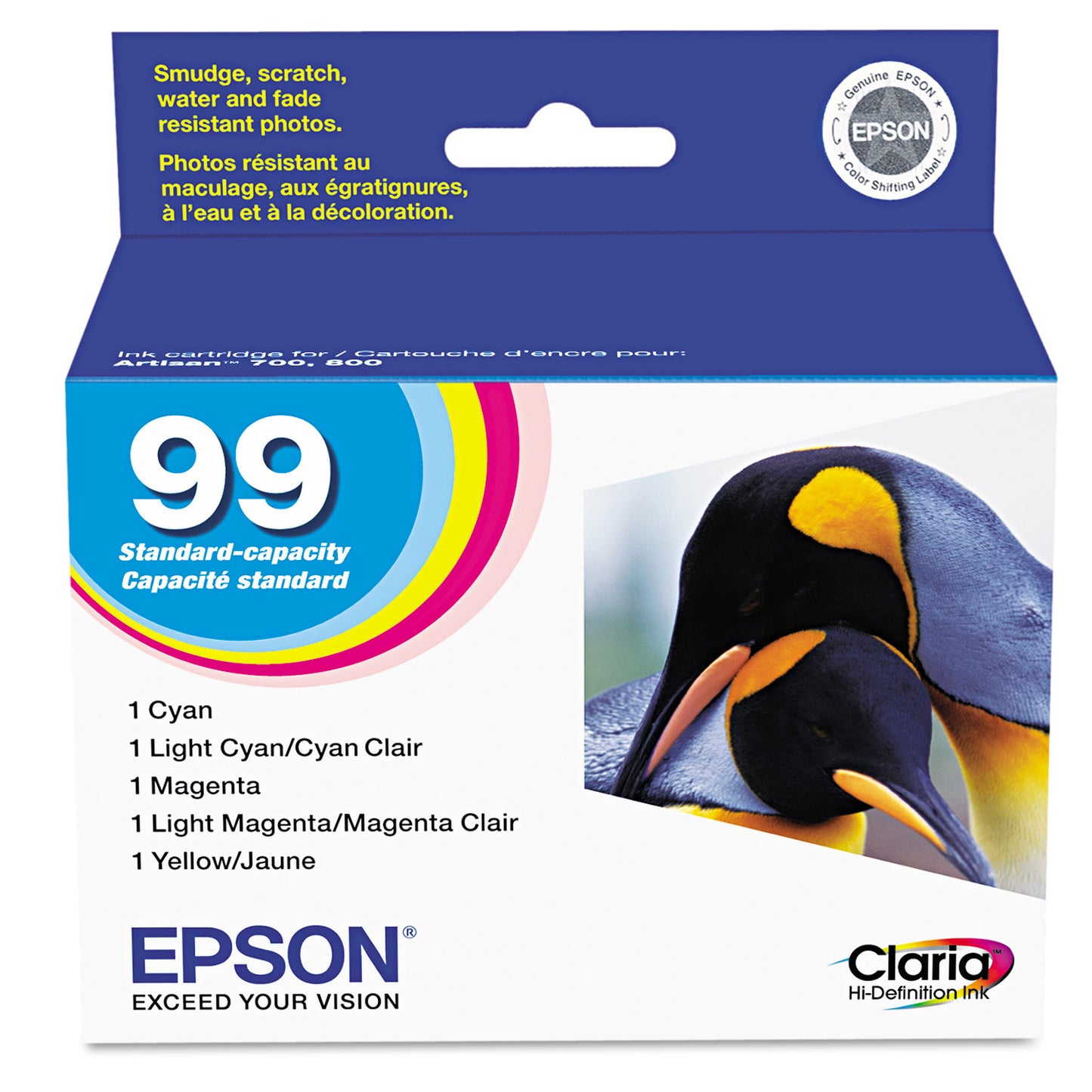 Epson® T099920-S (99) Claria Ink, Cyan/Light Cyan/Light Magenta/Magenta/Yellow (EPST099920S)