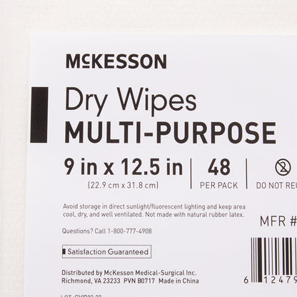 McKesson Task Wipe Medium Duty 48 Count Poly Pack 9 X 12-1/2 Inch NonSterile Disposable (864655_CS)