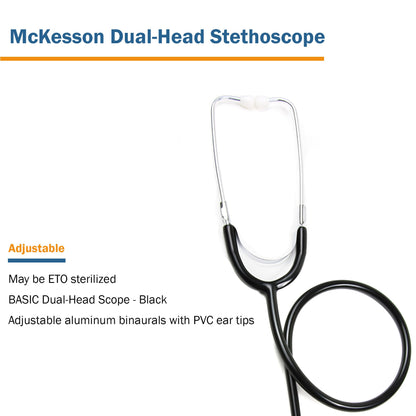 McKesson General Exam Stethoscope Black 1-Tube 22 Inch Tube Double Sided Chestpiece (1007587_EA)