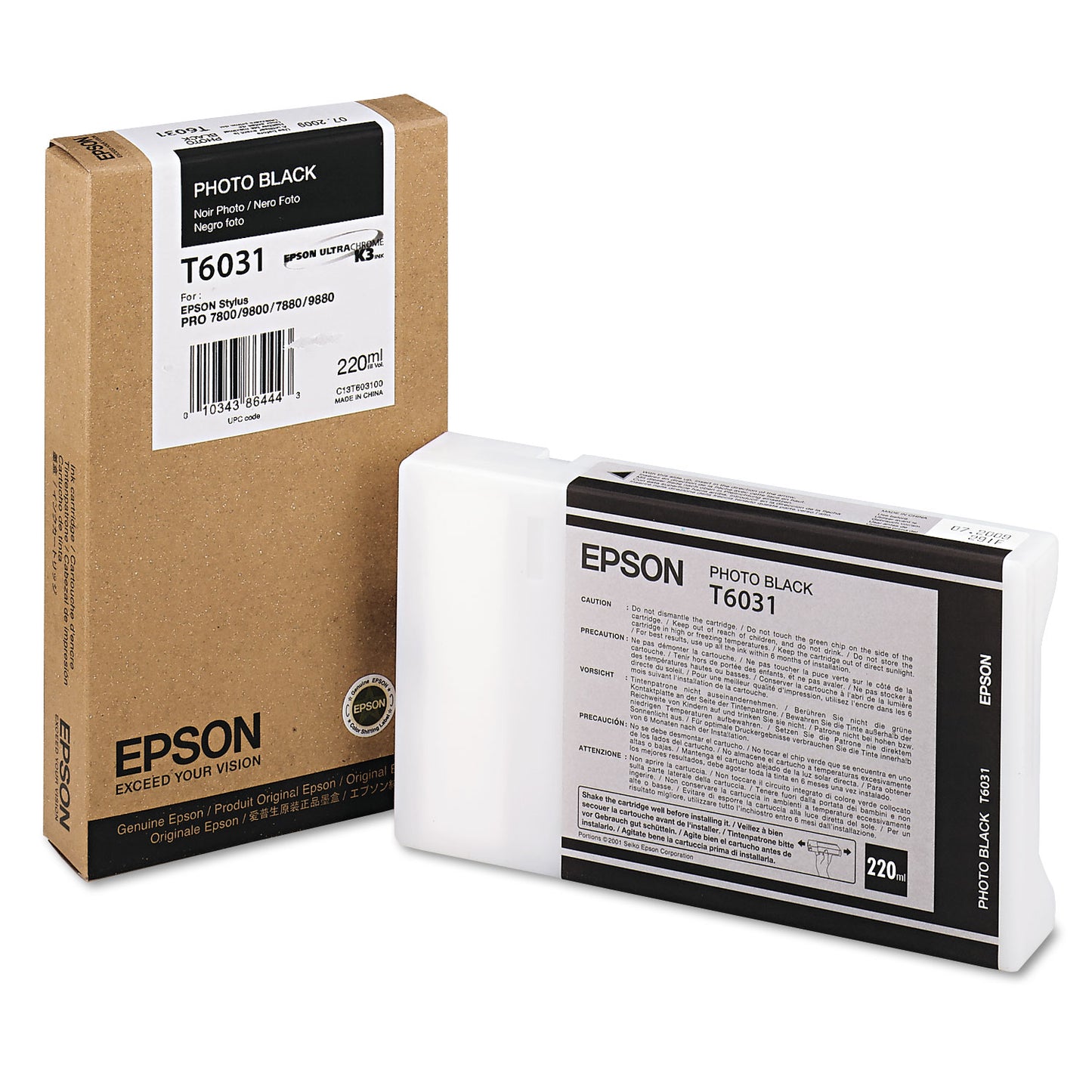 Epson® T603100 (60) UltraChrome K3 Ink, Photo Black (EPST603100)