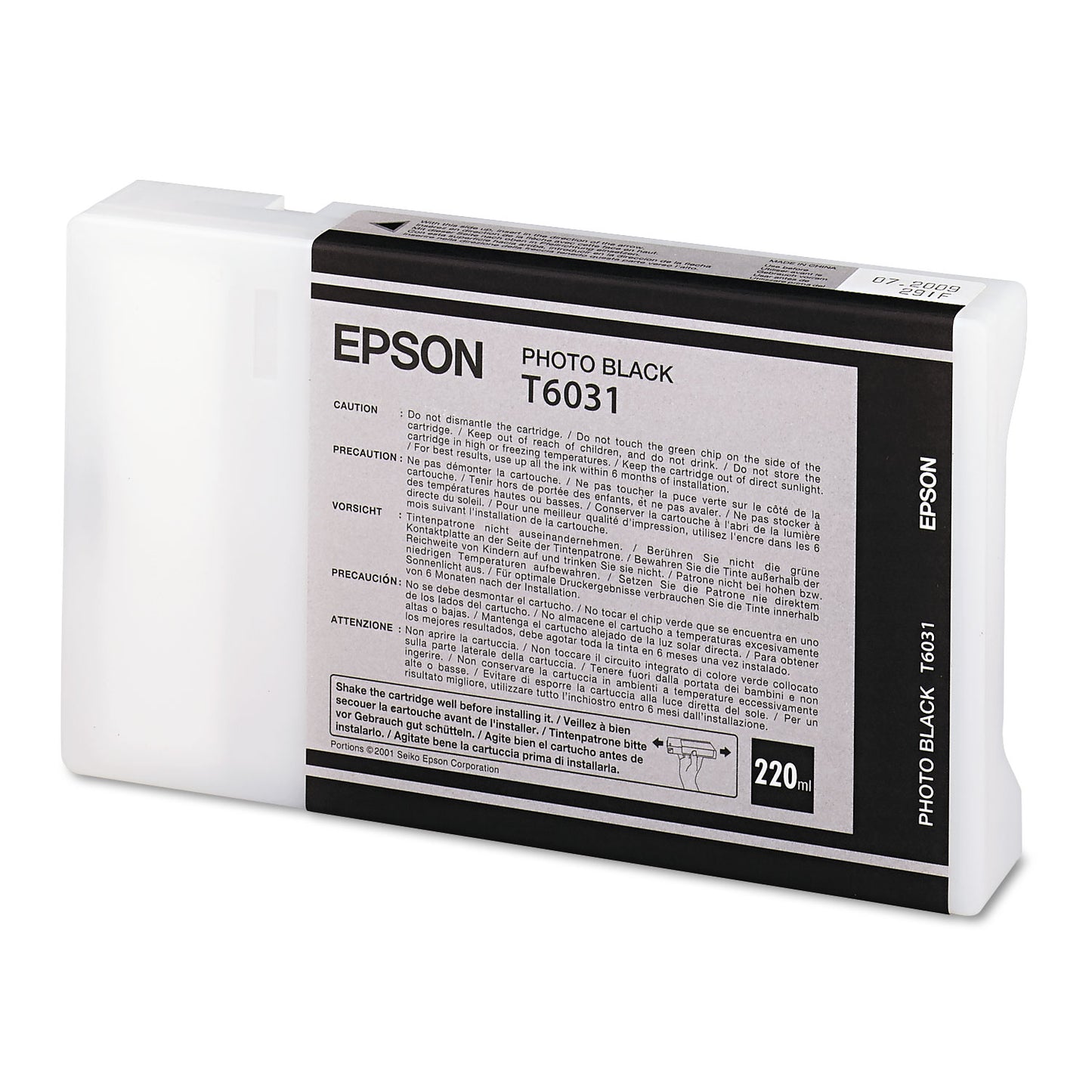Epson® T603100 (60) UltraChrome K3 Ink, Photo Black (EPST603100)