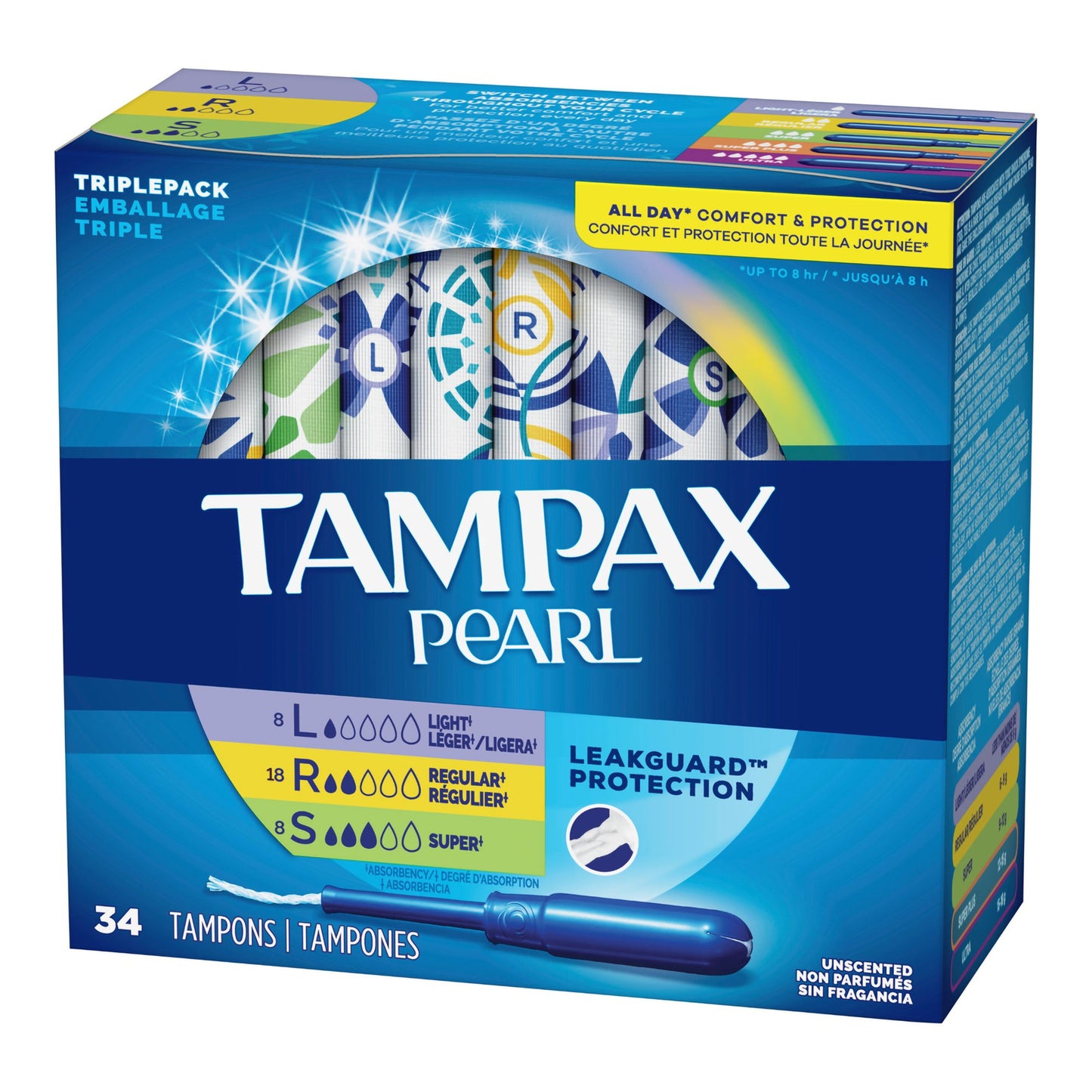 Tampax® Pearl Tampon Light / Regular / Super Absorbency Plastic Applicator Individually Wrapped (1229258_BX)