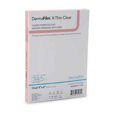 DermaFilm® Thin Hydrocolloid Dressing Film Backing 4 X 6 Inch Oval Hydrocolloid / Film (1095074_EA)