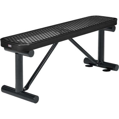 Global Industrial 4' Outdoor Steel Flat Bench, Expanded Metal, Black (WB695741BK)