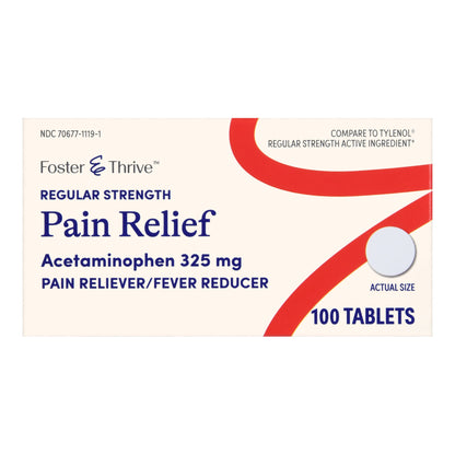 Foster & Thrive™ Pain Relief 325 mg Strength Acetaminophen Tablet 100 per Bottle (1238910_BT)