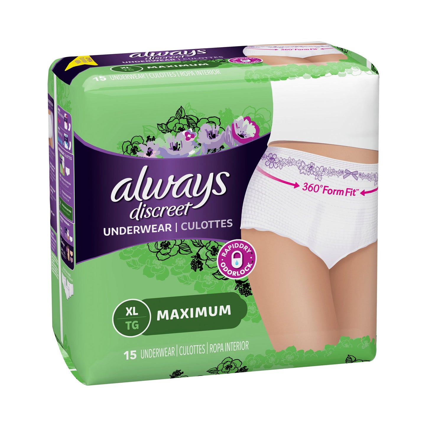 Always® Discreet Female Adult Absorbent Underwear Pull On with Tear Away Seams X-Large Disposable Heavy Absorbency (928384_PK)