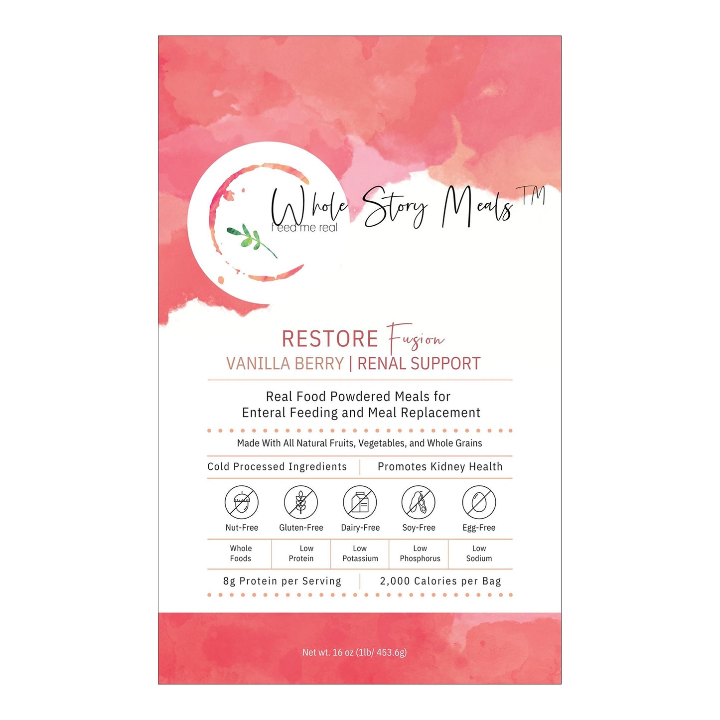 Restore Fusion Renal Support Oral Supplement Vanilla Berry Flavor Powder 16 oz. Pouch (1223931_EA)