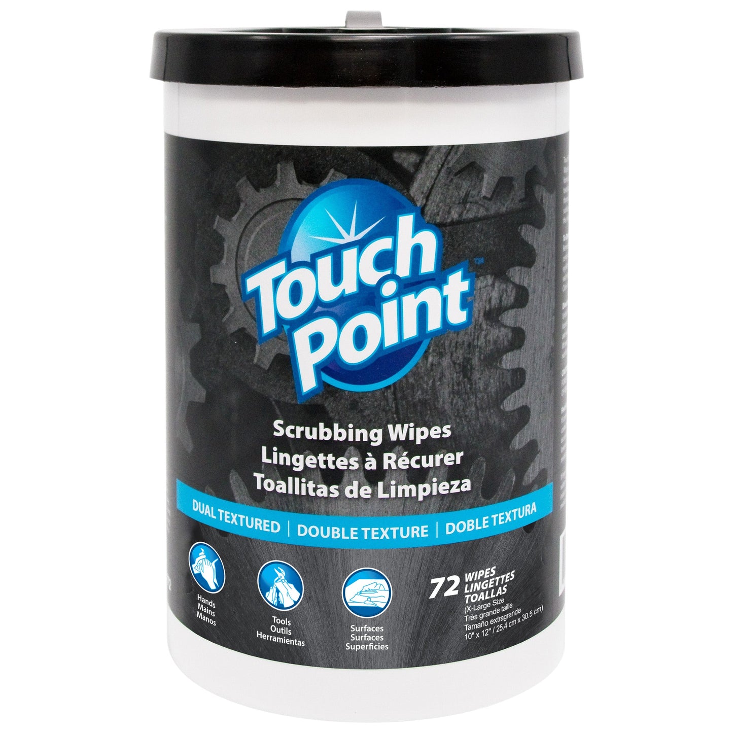 Touch Point® Scrubbing Wipes, 12"x10", 72/canister, 6 canisters/Case (HOS36072)