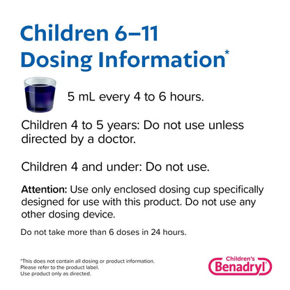 Children’s BENADRYL® Allergy Plus Congestion Children's Allergy Relief 12.5 mg - 5 mg Strength Liquid 4 oz. (1252651_EA)