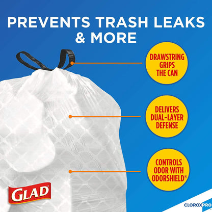 CloroxPro® Glad® ForceFlex Tall Kitchen Trash Bag 13 gal. Gray LLDPE 0.95 mil 24 X 28 Inch Flat Pack (741364_CS)
