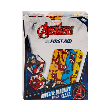 American® White Cross Stat Strip® Adhesive Strip 3/4 X 3 Inch Plastic Rectangle Kid Design (Black Panther / Captain America / Iron Man) Sterile (897043_BX)