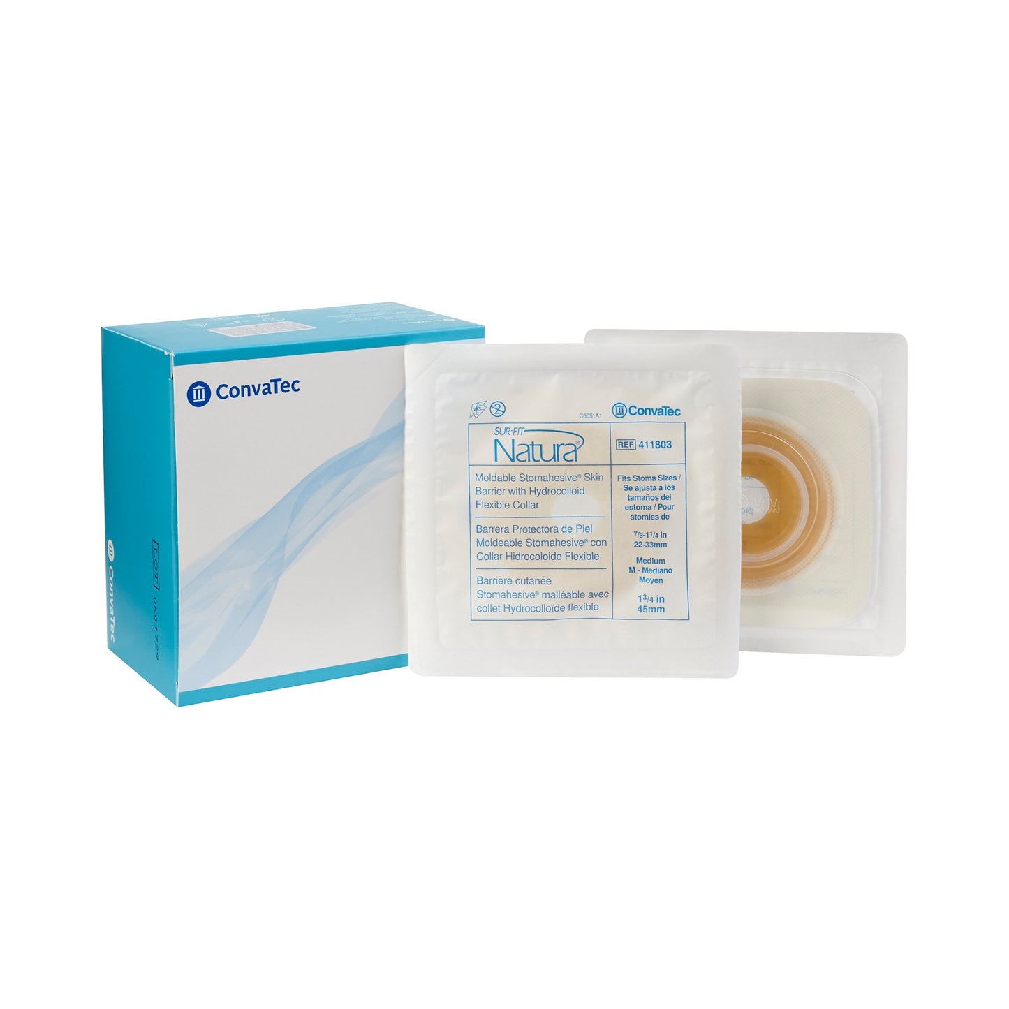 Sur-Fit Natura® Stomahesive® Ostomy Barrier Moldable, Standard Wear Without Tape 45 mm Flange Sur-Fit Natura® System Hydrocolloid 7/8 to 1-1/4 Inch Opening (581640_BX)