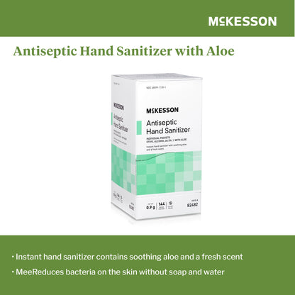 McKesson Hand Sanitizer with Aloe 0.9 Gram Ethyl Alcohol Gel Individual Packet (1111746_CS)