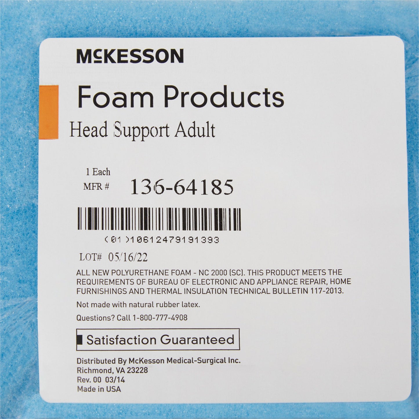 McKesson Head Positioner 9 W X 8 L X 4-1/2 H Inch Foam Freestanding (929212_EA)