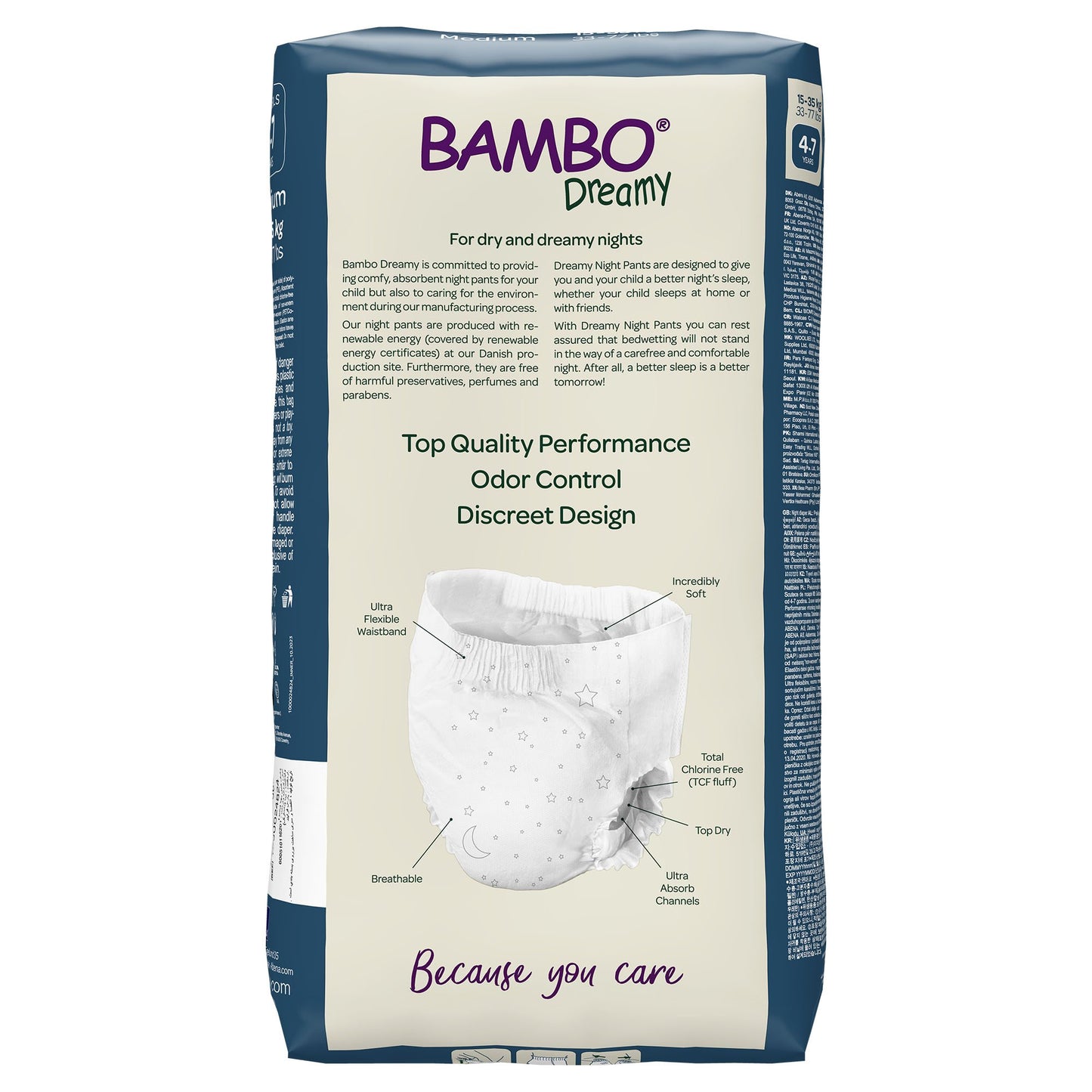 Bambo® Dreamy Night Pant Unisex Youth Training Pants Pull On with Tear Away Seams Size 4 to 7 Years Disposable Heavy Absorbency (1255464_PK)