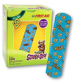 American® White Cross Stat Strip® Adhesive Strip 3/4 X 3 Inch Plastic Rectangle Kid Design (Scooby Doo) Sterile (905367_BX)