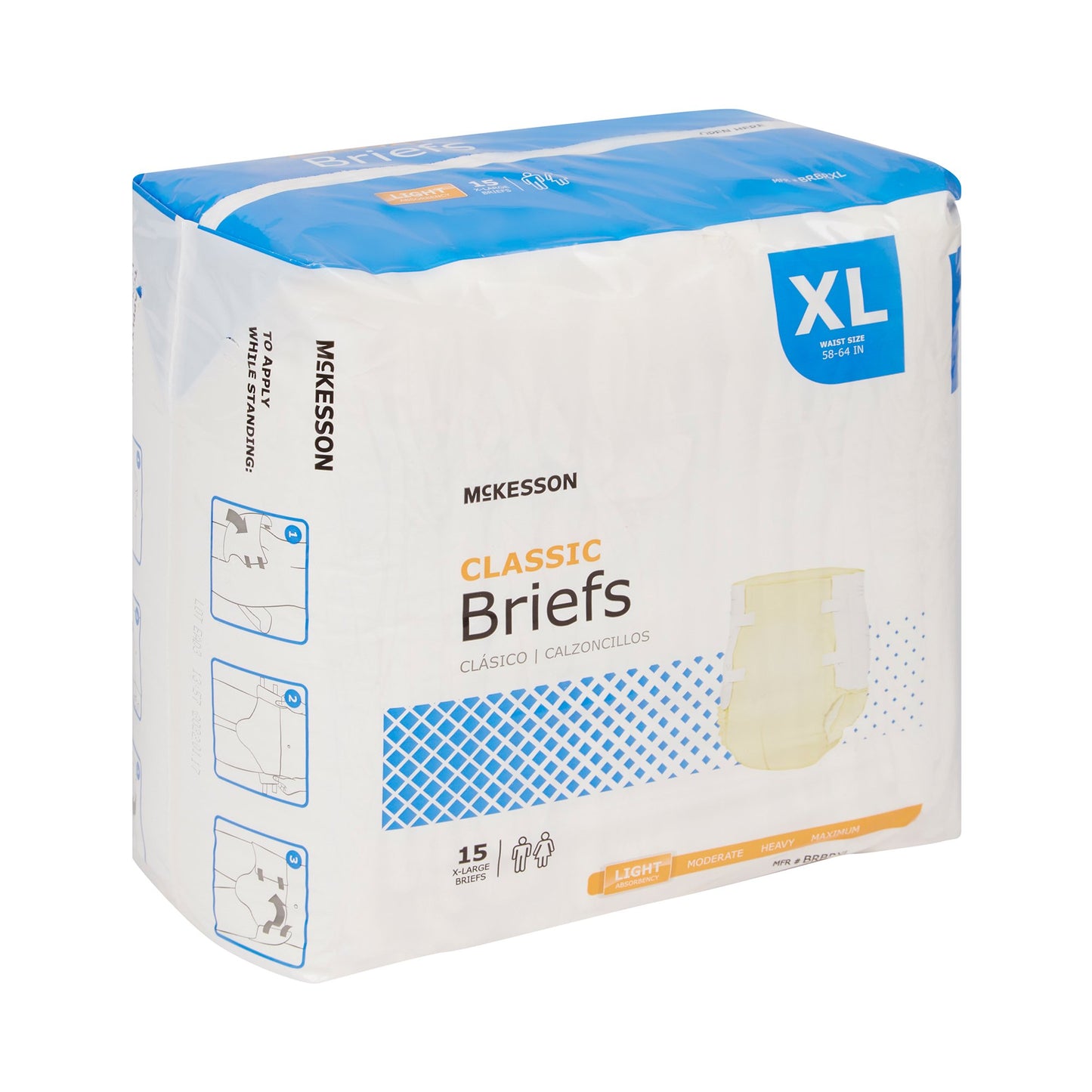 McKesson Classic Unisex Adult Incontinence Brief X-Large Disposable Light Absorbency (973141_BG)
