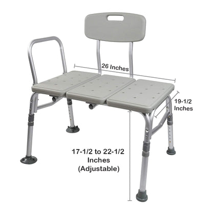 McKesson Knocked Down Bath Transfer Bench Removable Arm Rail 17-1/2 to 22-1/2 Inch Seat Height 400 lbs. Weight Capacity (1088139_CS)