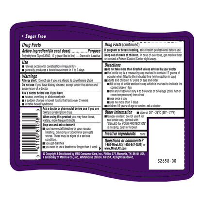 MiraLAX® Laxative Powder 17.9 oz. 17 Gram Strength Polyethylene Glycol 3350 (631708_EA)