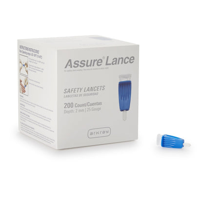 Assure® Safety Lancet 25 Gauge Protective Safety Cap Push Button Activation Finger (668950_CS)