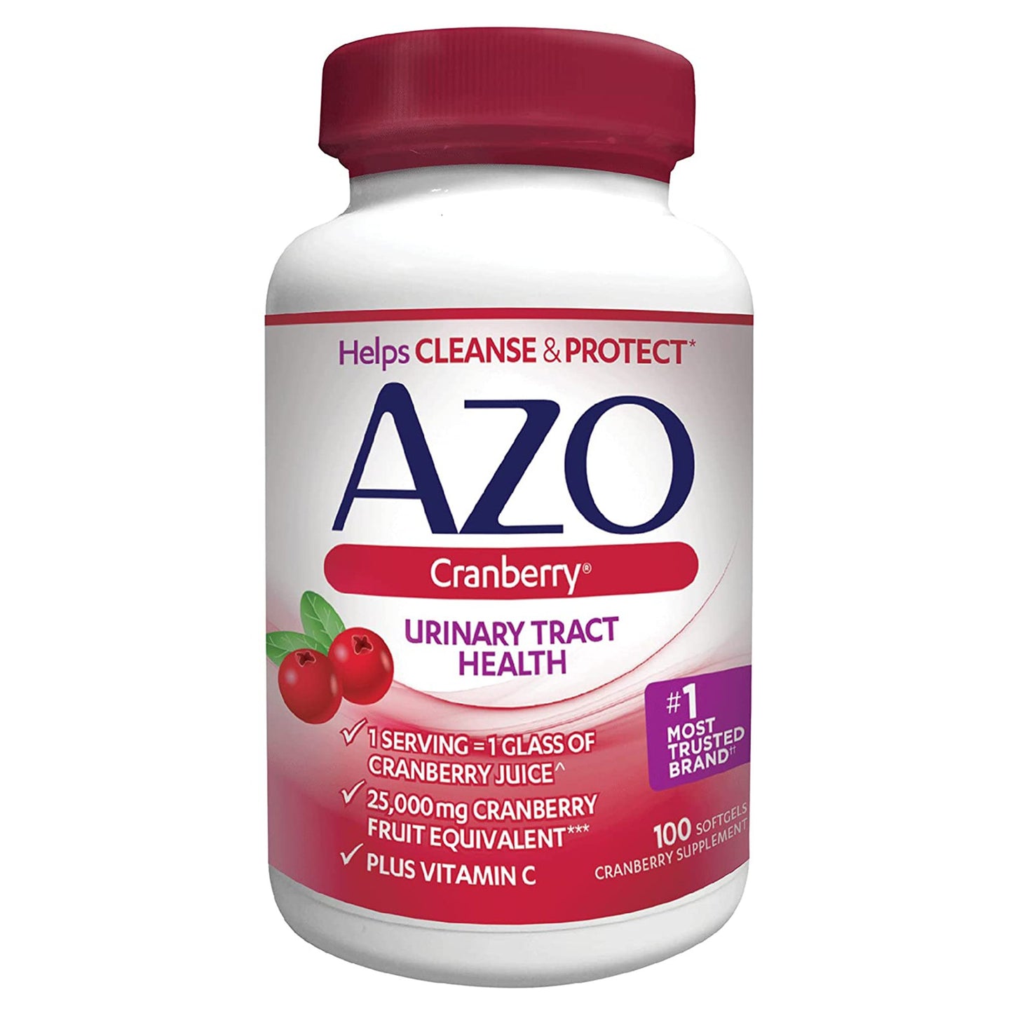 AZO® Urinary Tract Health Dietary Supplement Vitamin C (as ascorbic acid) / Cranberry (Vaccinium macrocarpon) Whole Fruit Powder 120 mg - 500 mg Strength Softgel 100 per Bottle (1065924_BT)