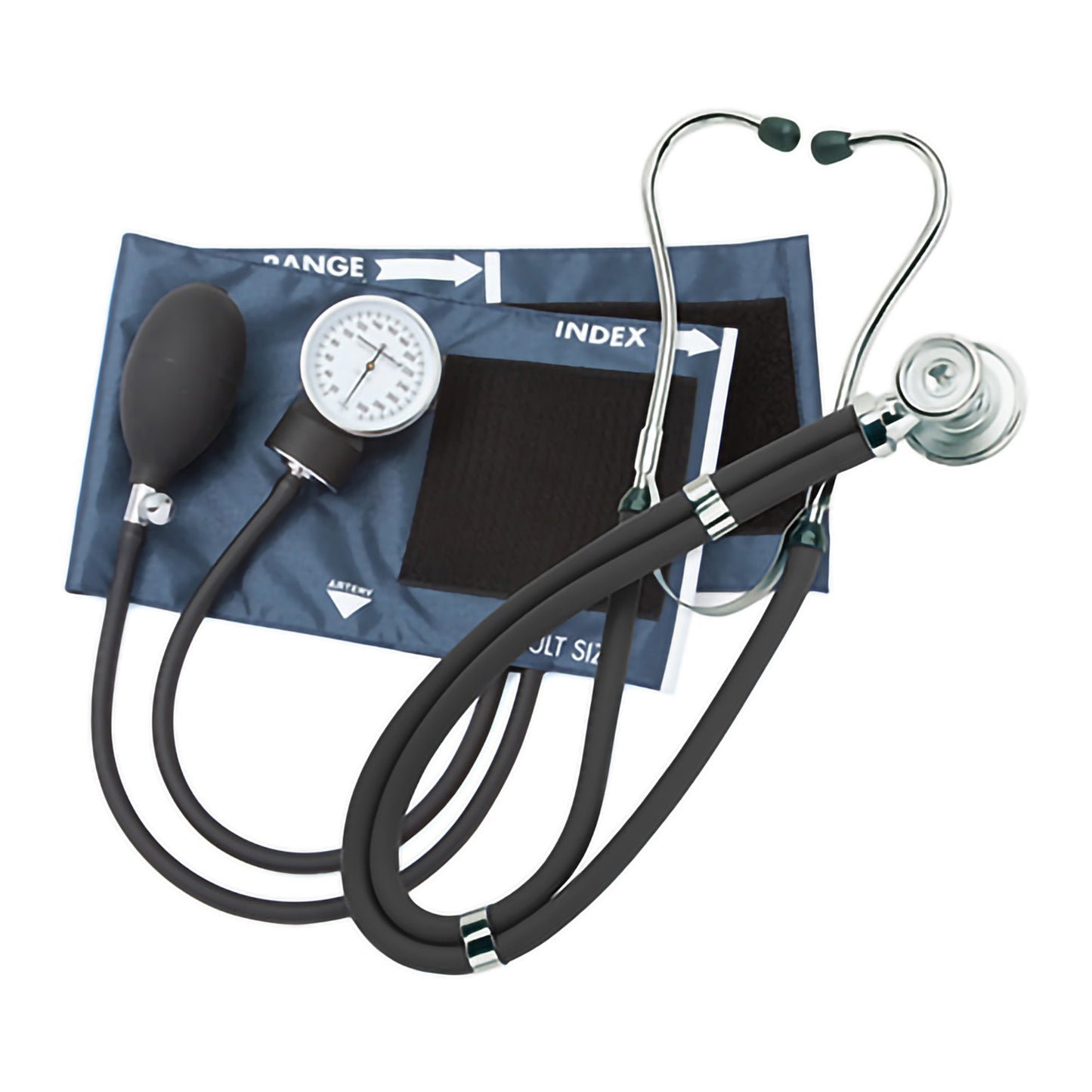 McKesson Brand Reusable Aneroid / Stethoscope Set 23 to 33 cm Adult Cuff Dual Head Sprague Stethoscope Pocket Aneroid (1089467_EA)