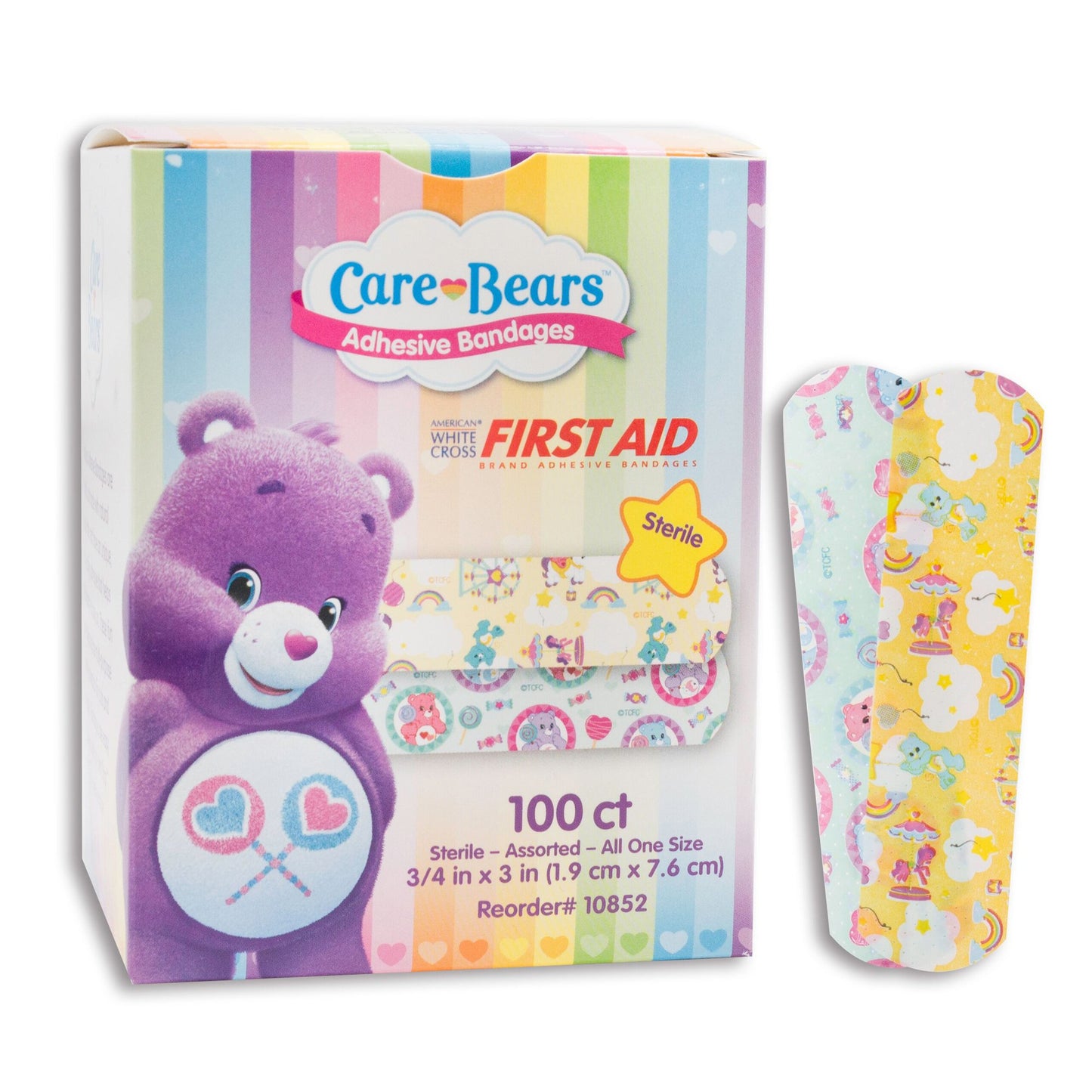 American® White Cross Stat Strip® Adhesive Strip 3/4 X 3 Inch Plastic Rectangle Kid Design (Care Bears) Sterile (980579_CS)