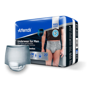 Attends® For Men Male Adult Absorbent Underwear Pull On with Tear Away Seams Small / Medium Disposable Heavy Absorbency (1039113_BG)