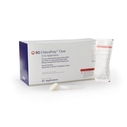 ChloraPrep™ Clear Skin Prep Solution 3 mL Foam Applicator 2% / 70% Strength CHG (Chlorhexidine Gluconate) / Isopropyl Alcohol Sterile (1189869_CS)