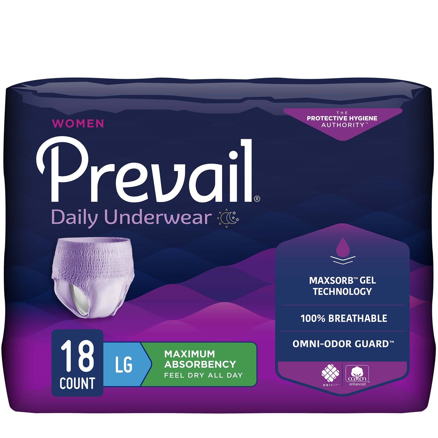 Prevail® Daily Underwear Female Adult Absorbent Underwear Pull On with Tear Away Seams Large Disposable Heavy Absorbency (889082_BG)