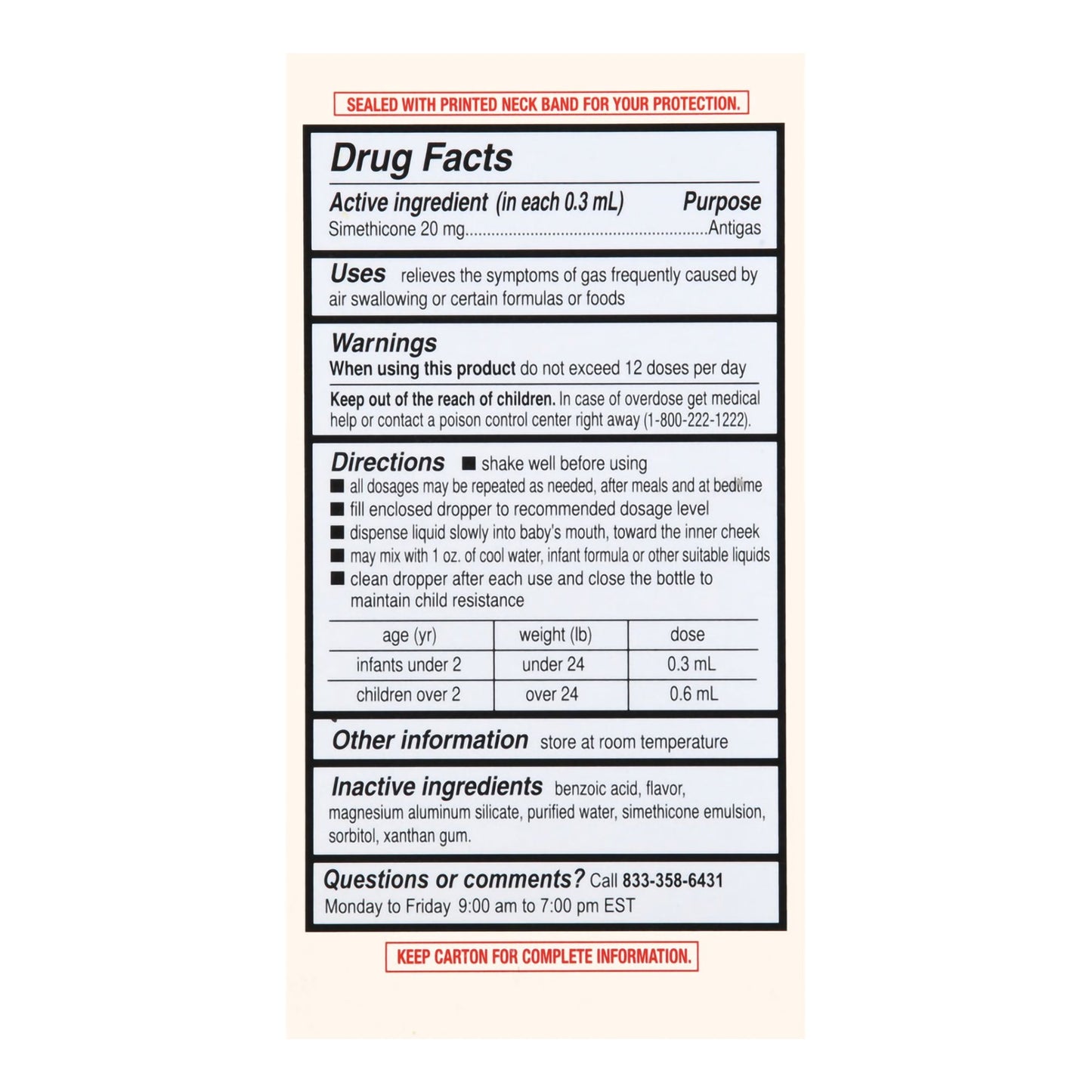Foster & Thrive™ Infant Gas Relief 20 mg / 0.3 mL Strength Oral Drops 1 oz. (1235094_BT)