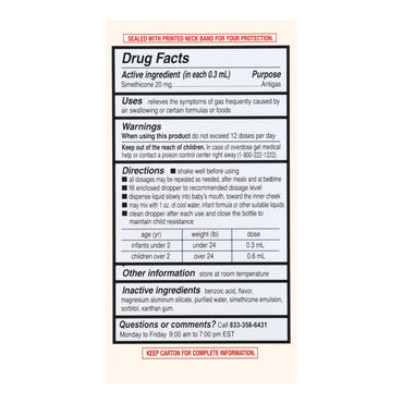 Foster & Thrive™ Infant Gas Relief 20 mg / 0.3 mL Strength Oral Drops 1 oz. (1235094_BT)