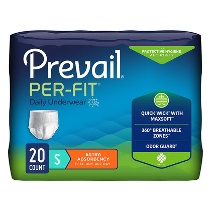 Prevail® Per-Fit® Extra Unisex Adult Absorbent Underwear Pull On with Tear Away Seams Small Disposable Heavy Absorbency (1243750_CS)