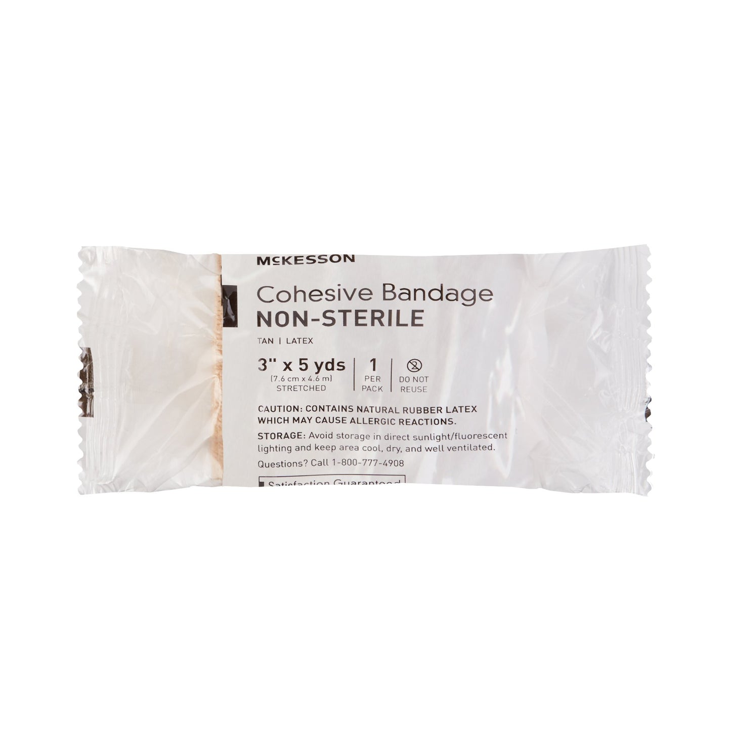 McKesson Cohesive Bandage 3 Inch X 5 Yard Self-adherent Closure Tan NonSterile Standard Compression (464153_CS)