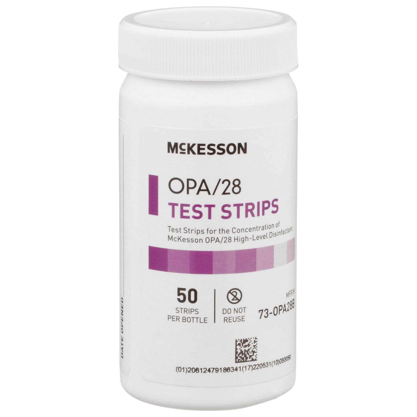 McKesson OPA/28 OPA Concentration Indicator Pad 50 Test Strips Bottle Single Use (852218_CS)
