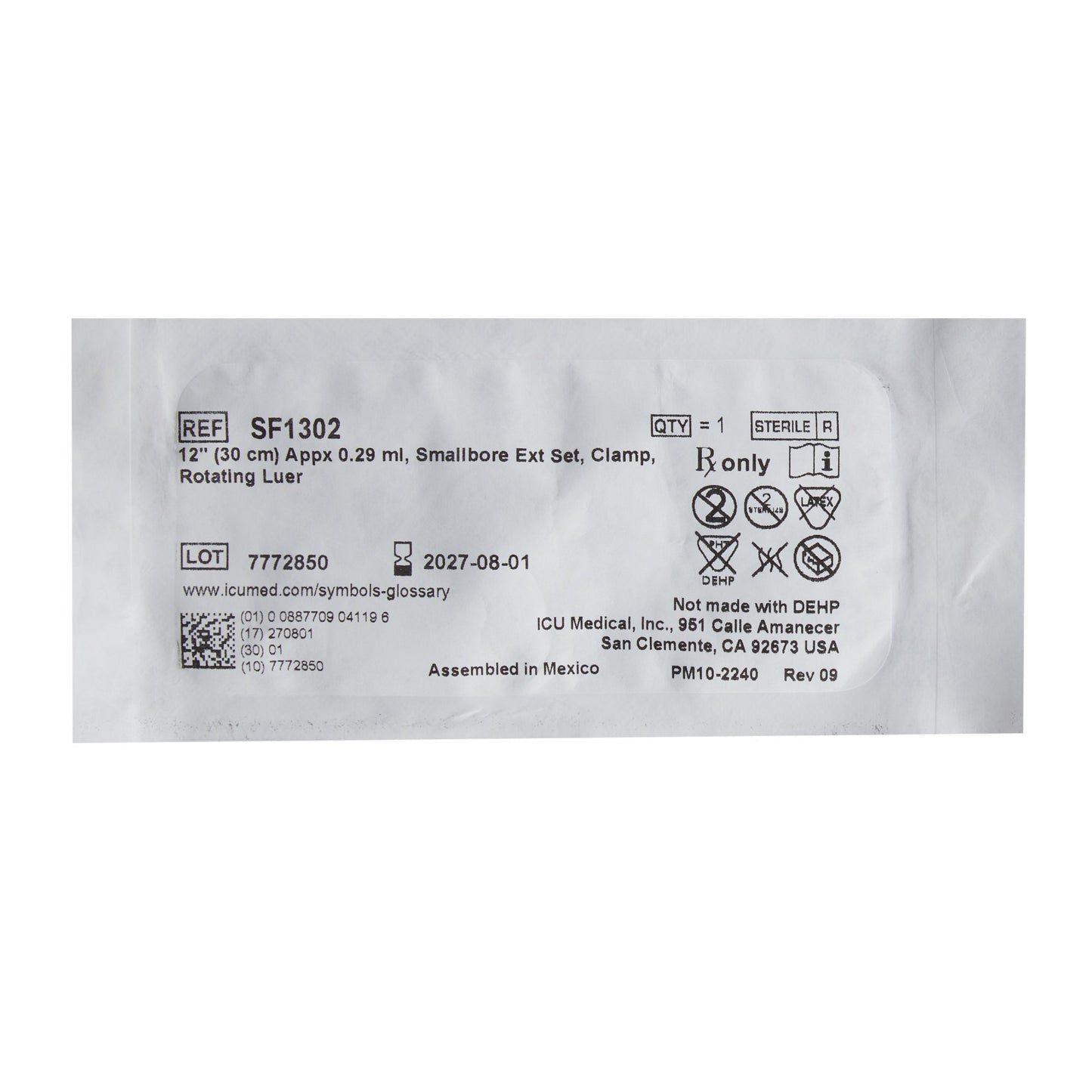 ICU IV Extension Set Small Bore 12 Inch Tubing (1136469_CS)